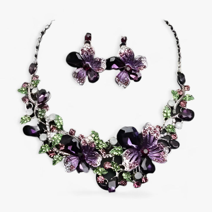 Brautschmuck-Set mit Emaille-Blumen – Fleur