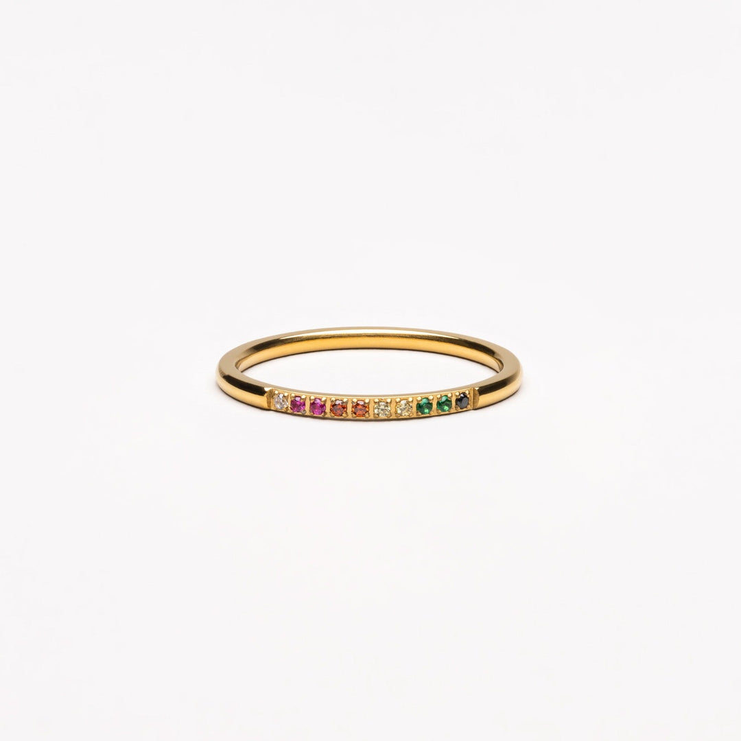 Goldener Ring mit bunten Steinen – Solene