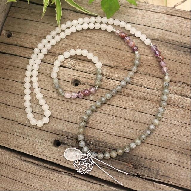 Labradorit, Jade und Amethyst Mala – Seraphine