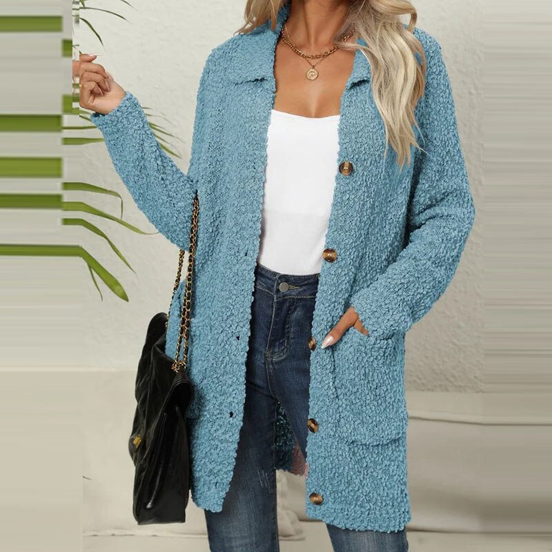 Langer Teddy-Cardigan mit Taschen - Ella