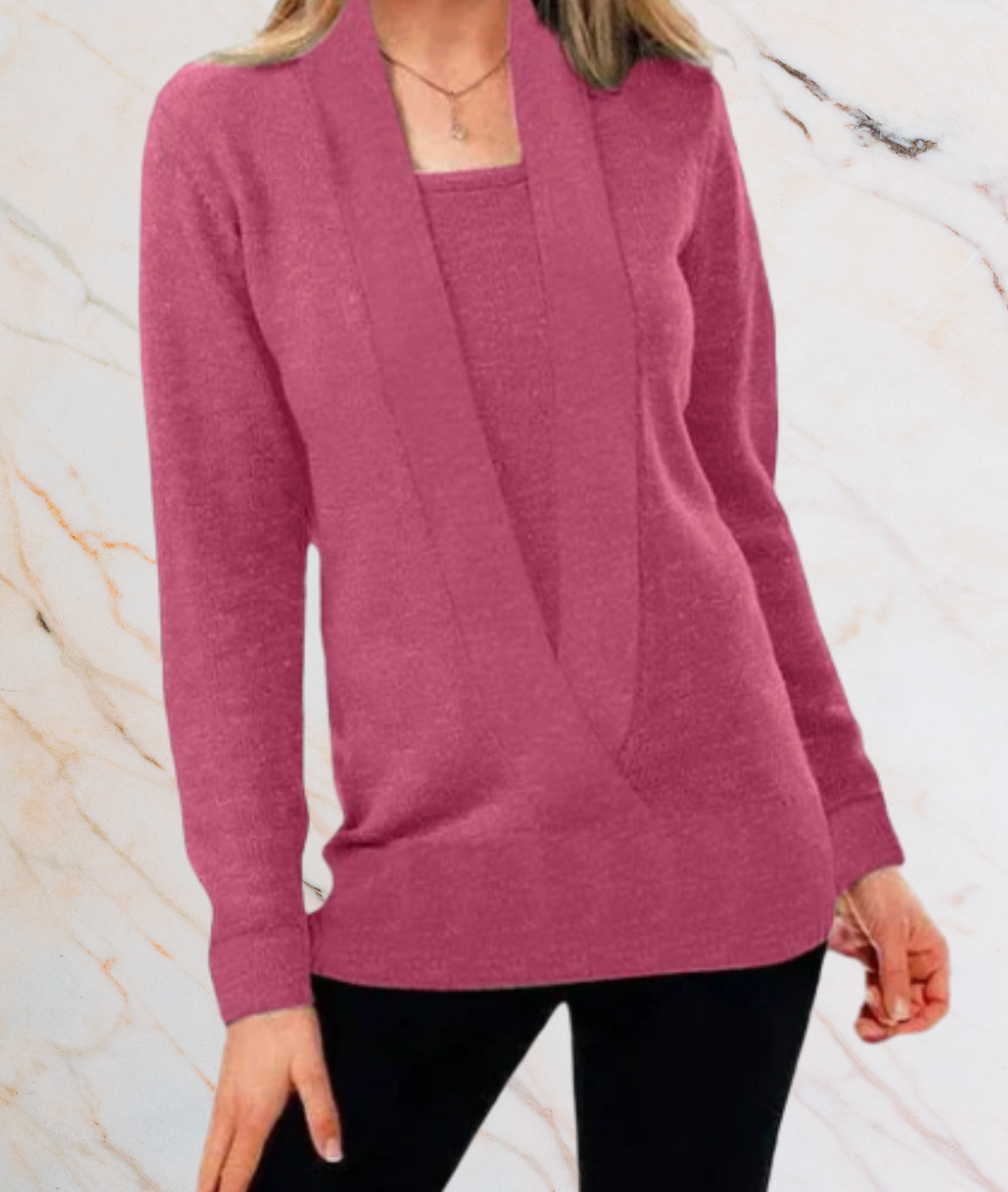 Dovilyn - Gut sitzender Pullover mit tiefem V Ausschnitt und röhrenförmigem Design