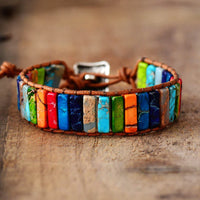 Mystic Journey – Armband mit tibetischen Regenbogen-Jaspis-Steinen