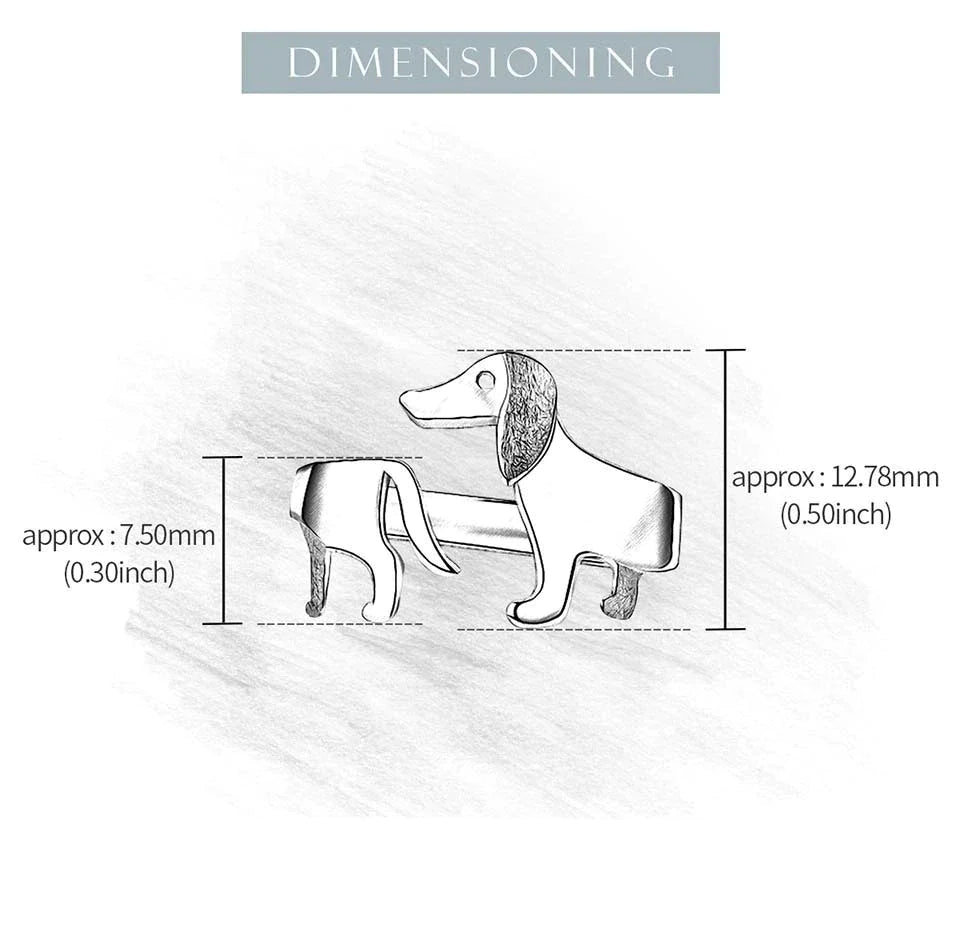 Niedlicher Dackel Hund verstellbarer Silberring