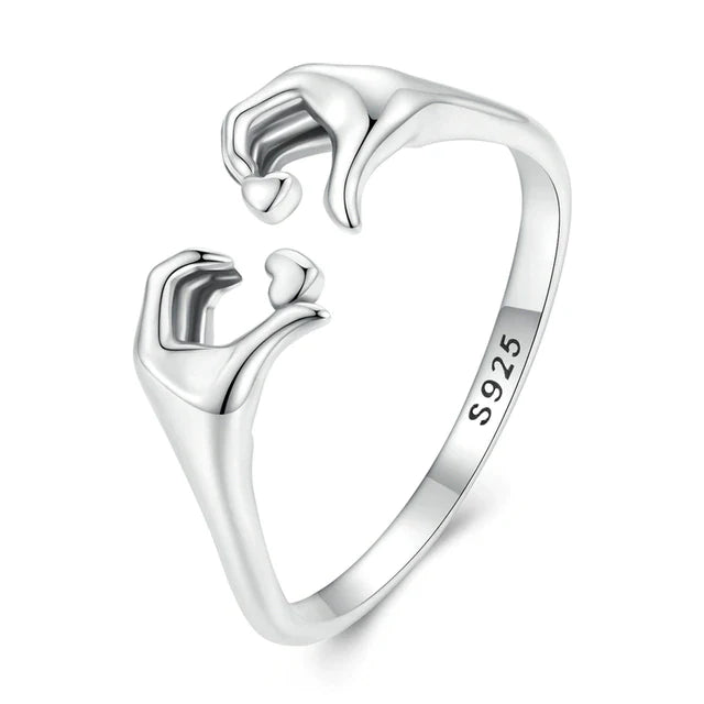 925 Sterling Liebe Umarmung Paar Ring