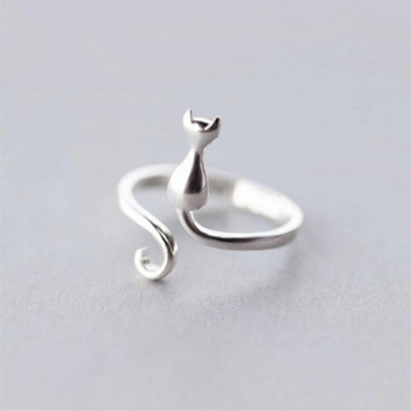 Katze Ring | Mitternachtskatze Silberring